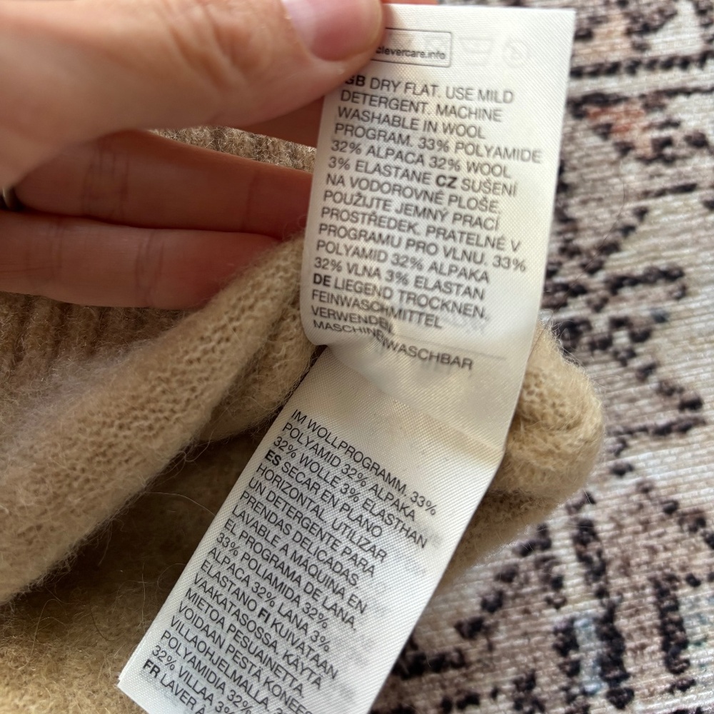 Other Stories - Shawl Collar Sweater in wool/mohair, relaxed fit size M, beige.